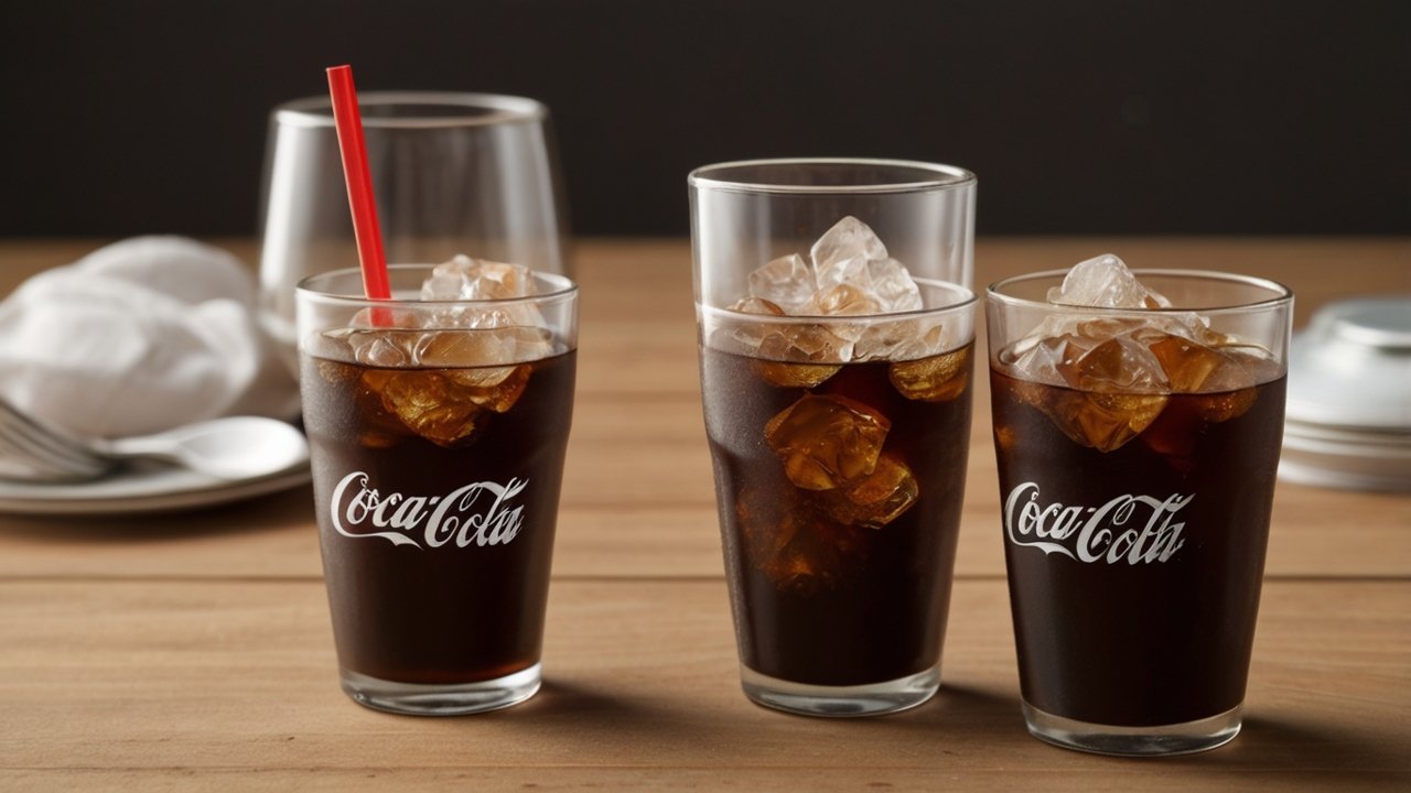 Mother and child sharing a soft drink at the dinner table