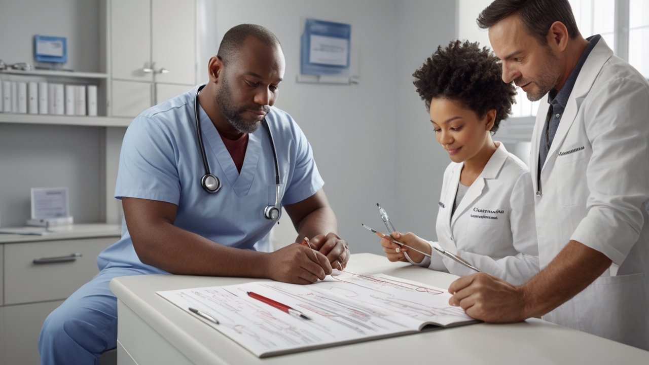 Doctor reviewing Ozempic side effects and treatment plan with patient in a modern clinic