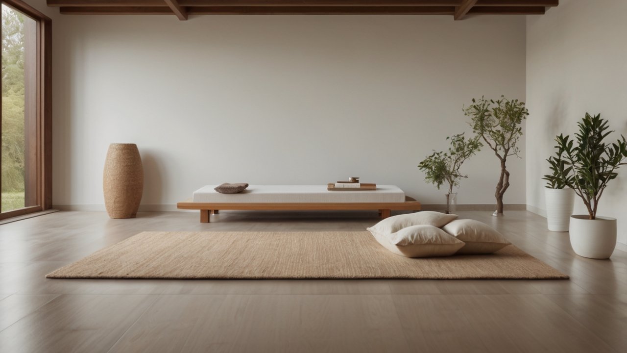 Woman lying in a relaxed yoga pose on a mat
