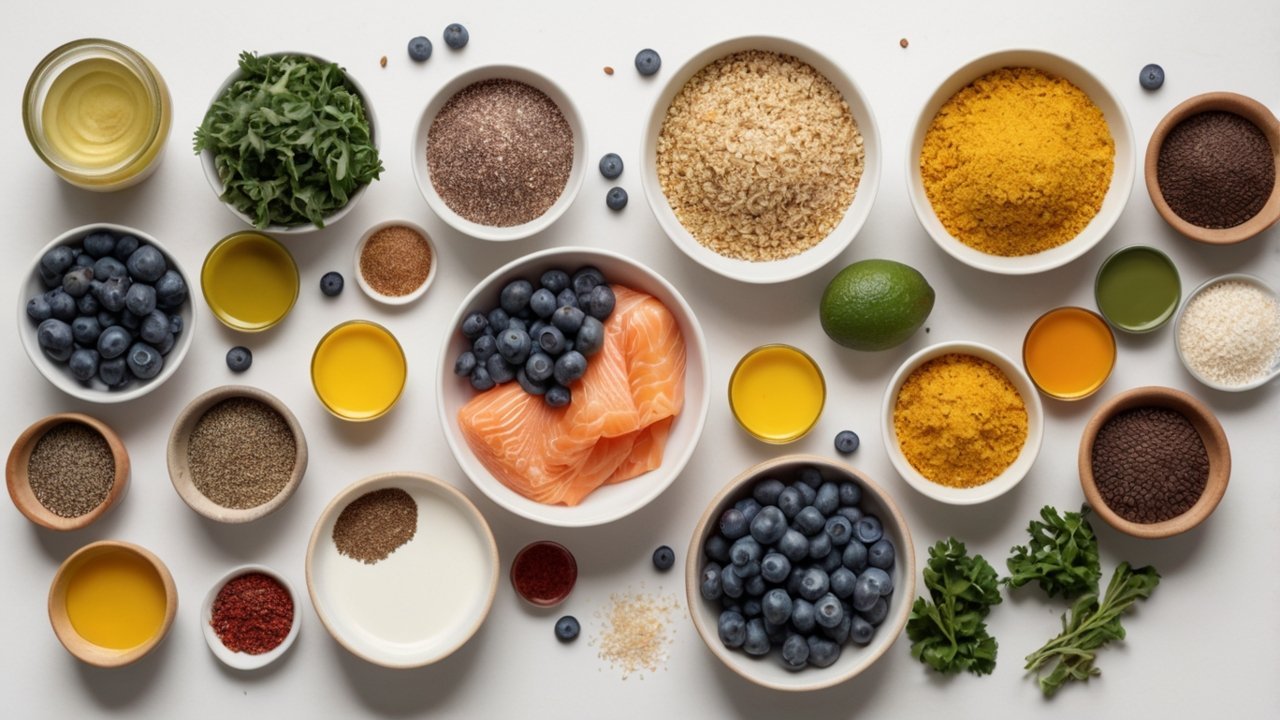 Close-up of fresh blueberries in a ceramic bowl