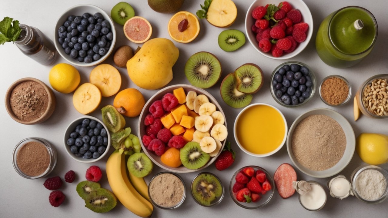 Turmeric root and powder on a neutral background