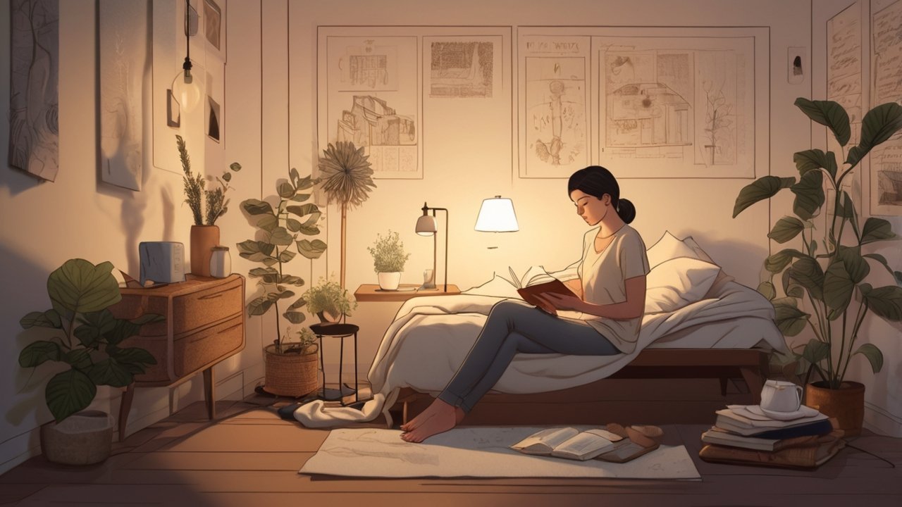 Yoga practitioner with legs extended up against the wall, resting on a mat with pillow support.