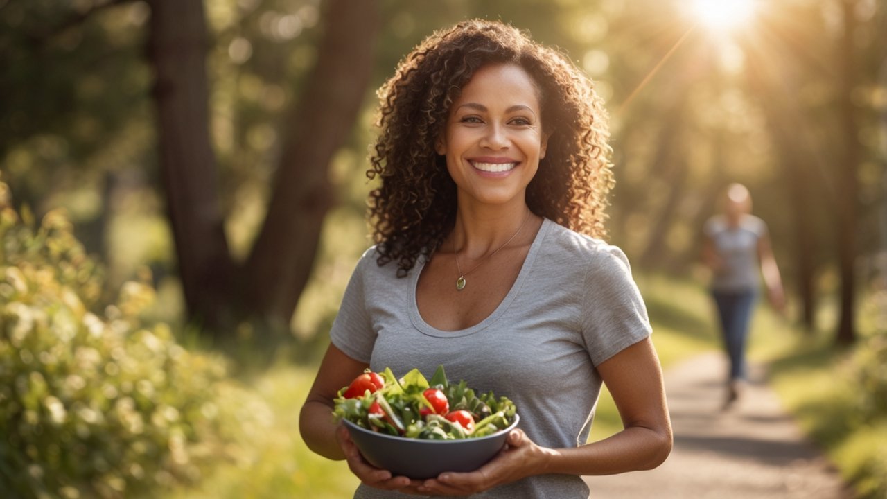 Bowl of homemade vegetable soup with herbs