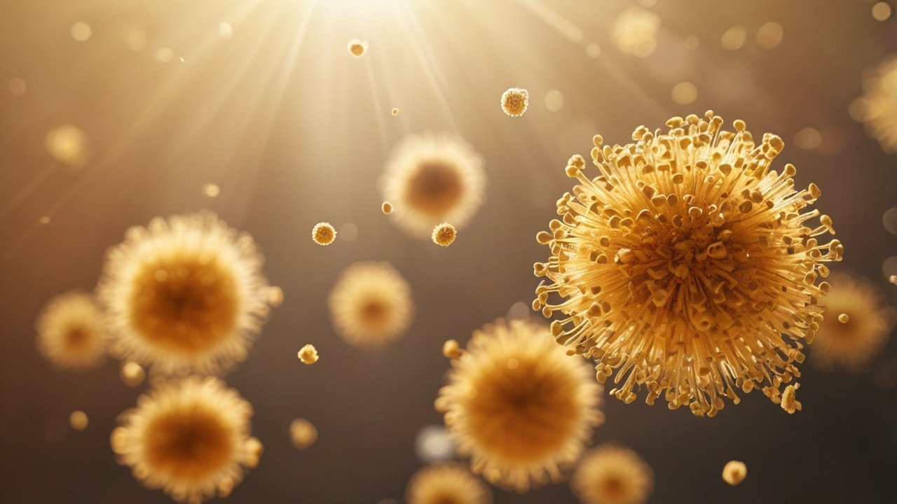 Microscopic view of dust mites on fabric surface