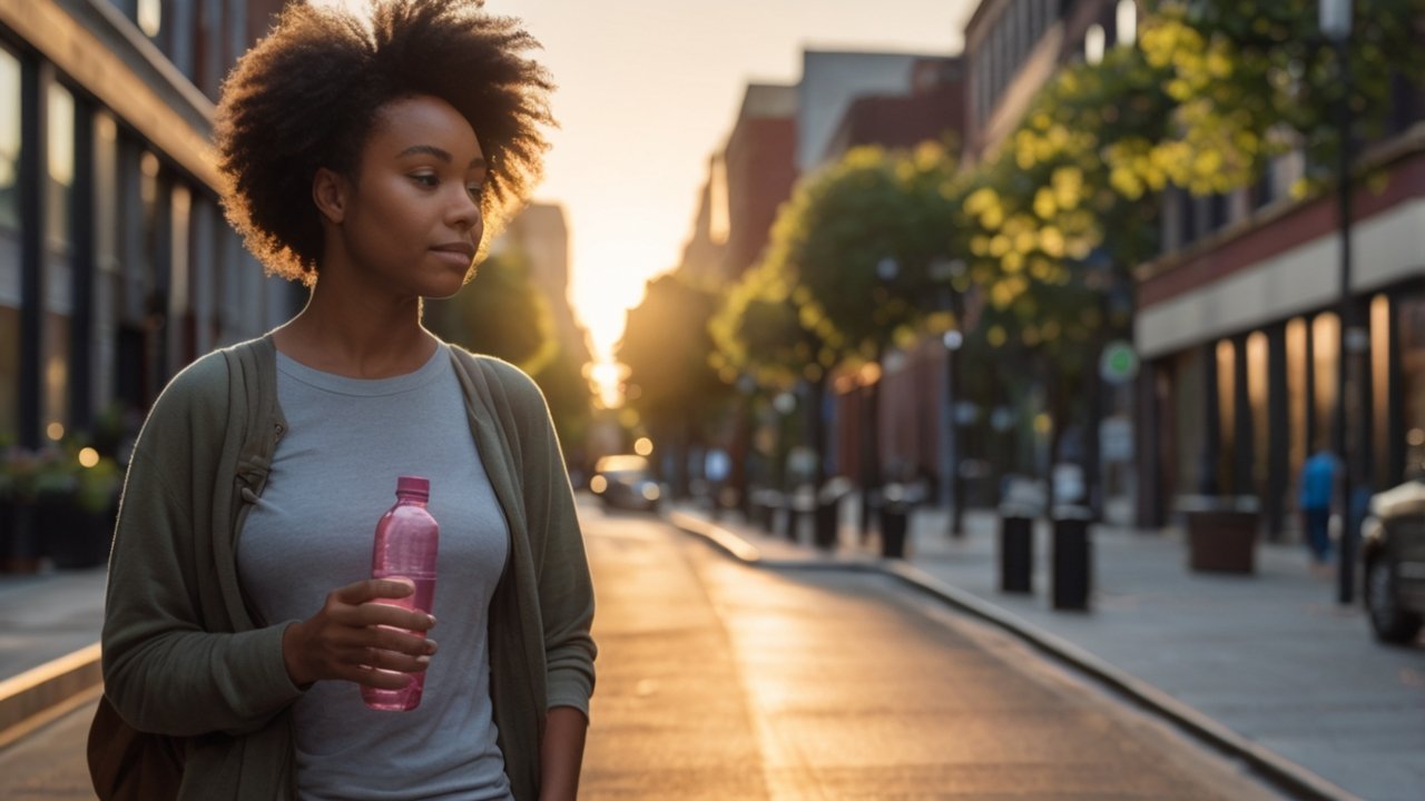 Lush park path with walking trail and autumn leaves