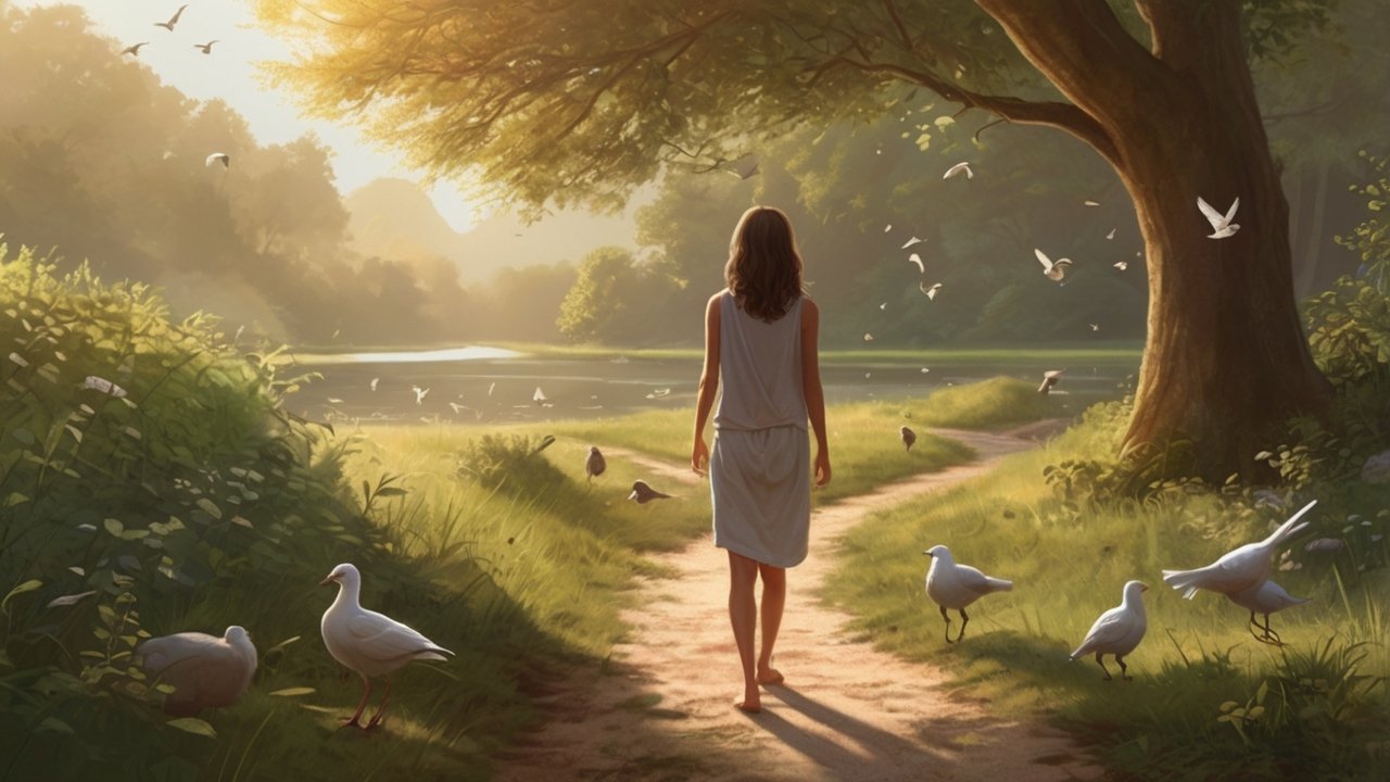 Woman enjoying a peaceful morning walk for better health