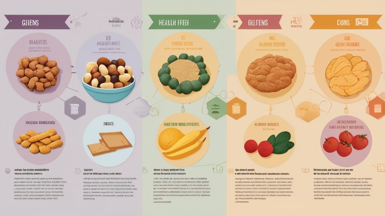 Infographic showing gluten free diet benefits and side effects