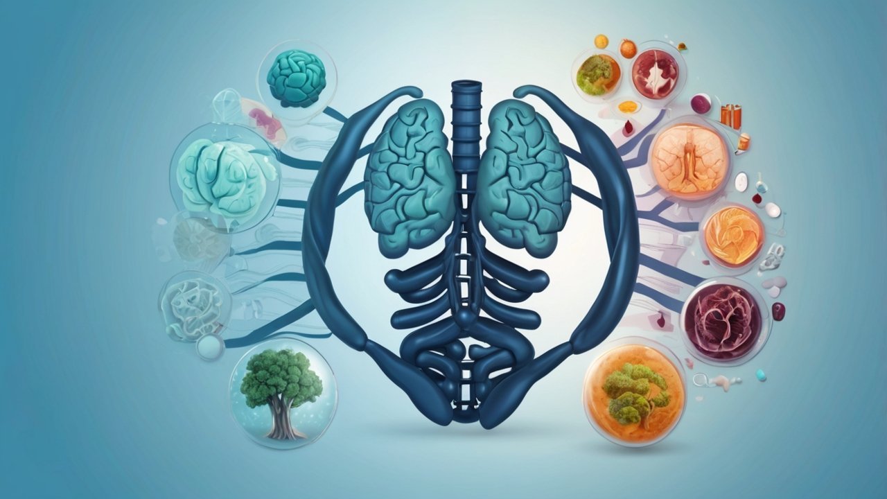 Healthy gut illustration showing connection between intestines and immune system
