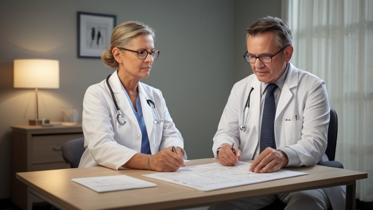 Patient completing medical intake form