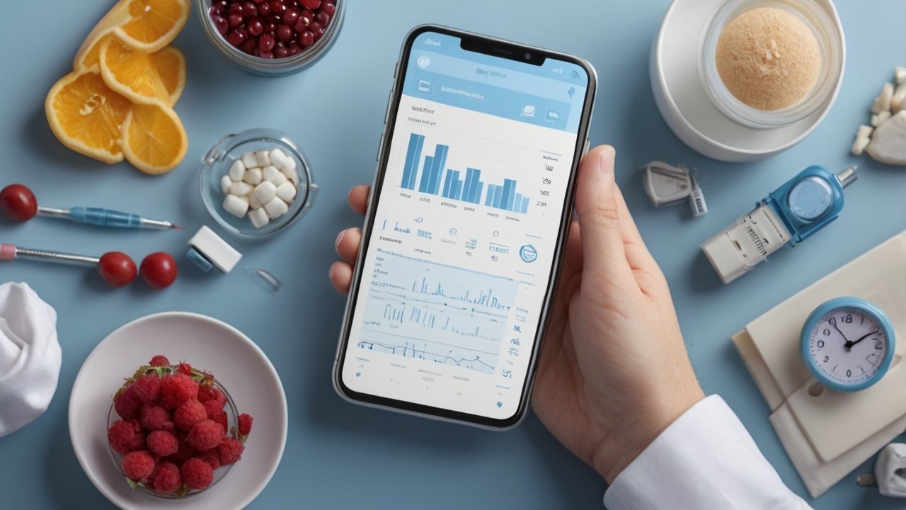 Doctor reviewing diabetes management guidelines on tablet