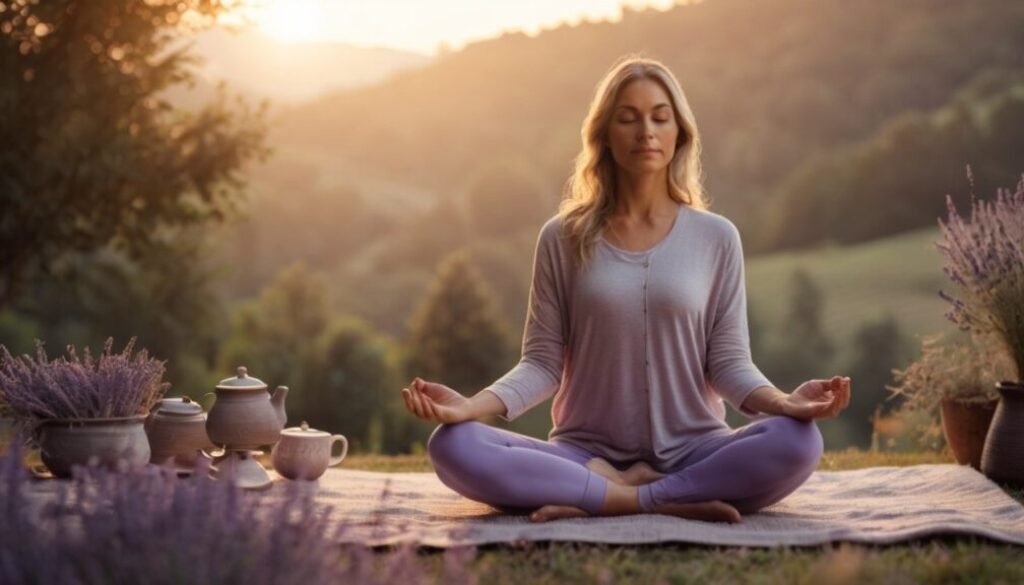 woman enjoying a high-protein breakfast with eggs and greens