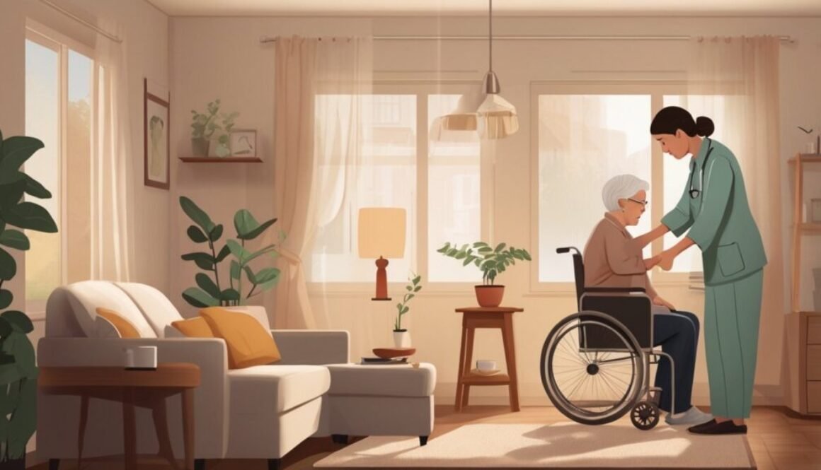 Home health care services provided to an elderly person in a comfortable home