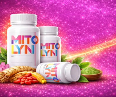 Woman holding weight loss supplement with before and after transformation