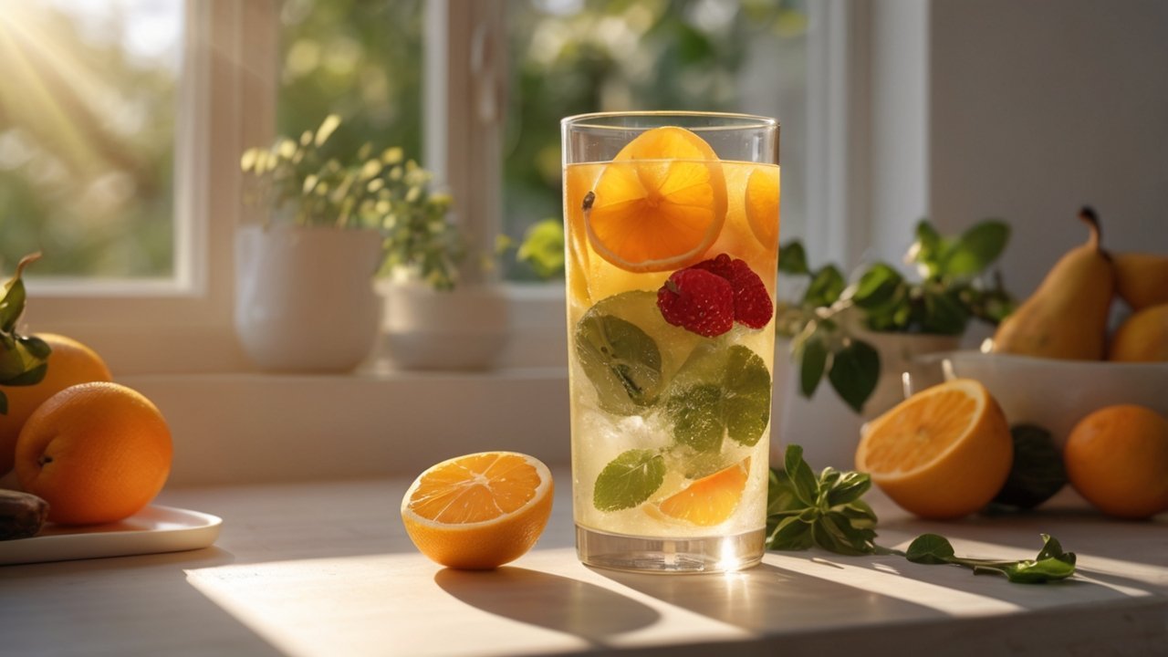 person holding liver detox drinks in a healthy kitchen environment