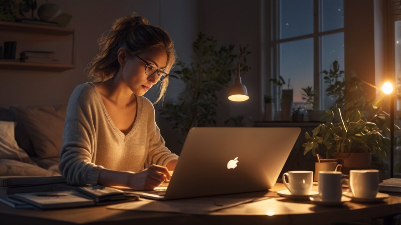Cozy wellness morning routine with journaling, warm lighting, and mindful self-care habits